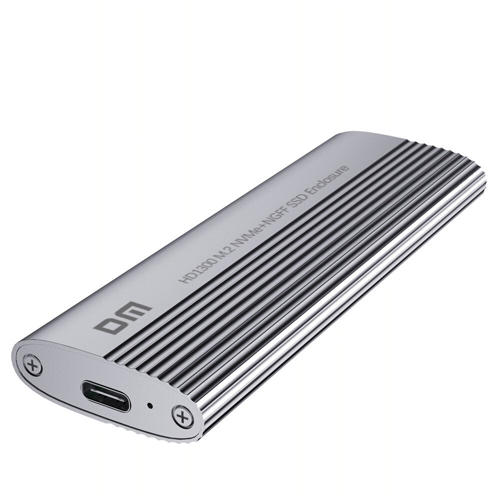 DM Dual Protocol M.2 NVME NGFF SSD Enclosure Case 10Gbps USB3.2 & Type-C Solid State Hard Disk Box HD1300