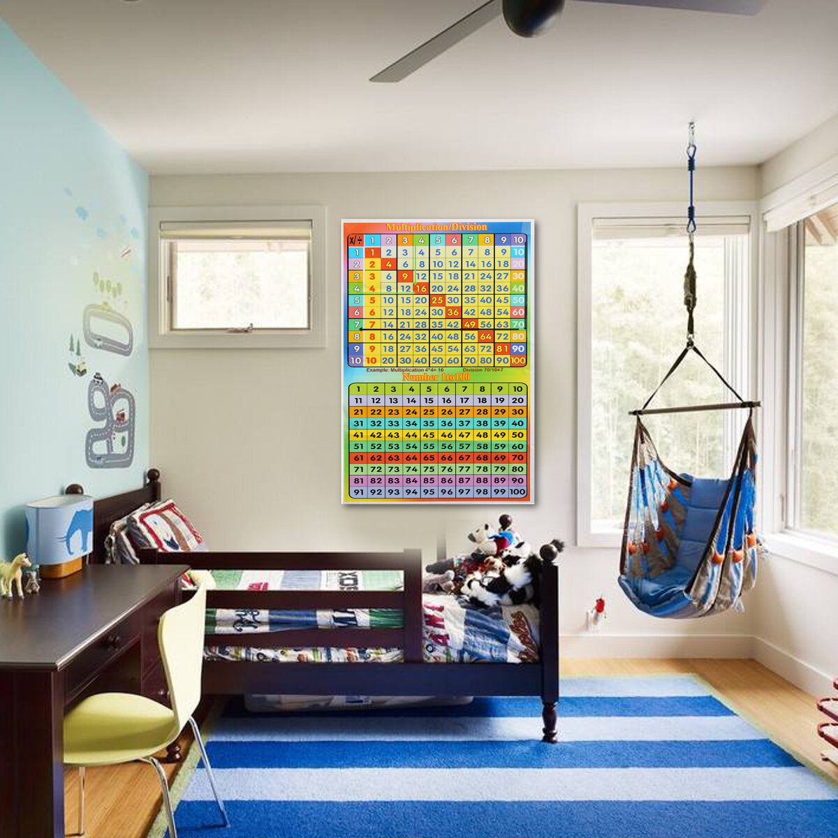 1-100 Square Educational Math Poster For Kids Rooms