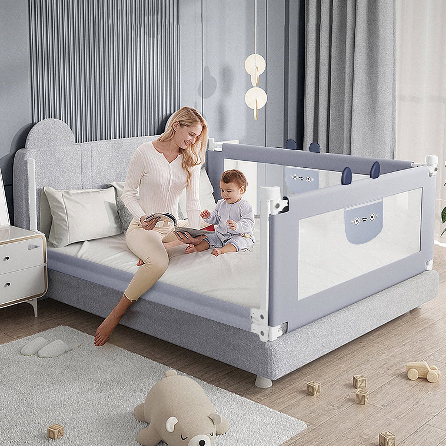 1.5m/1.8m/2.0m Adjustable Folding Kids Safety Bed