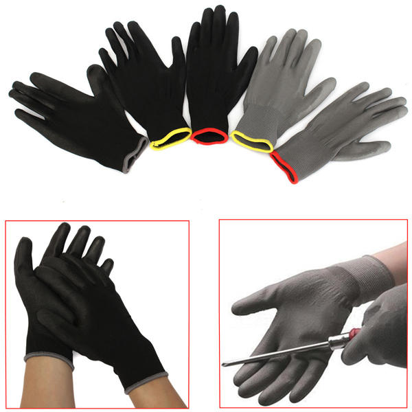 1 Pair Pu Palm Coated Nylon Precision Protective Safety Work