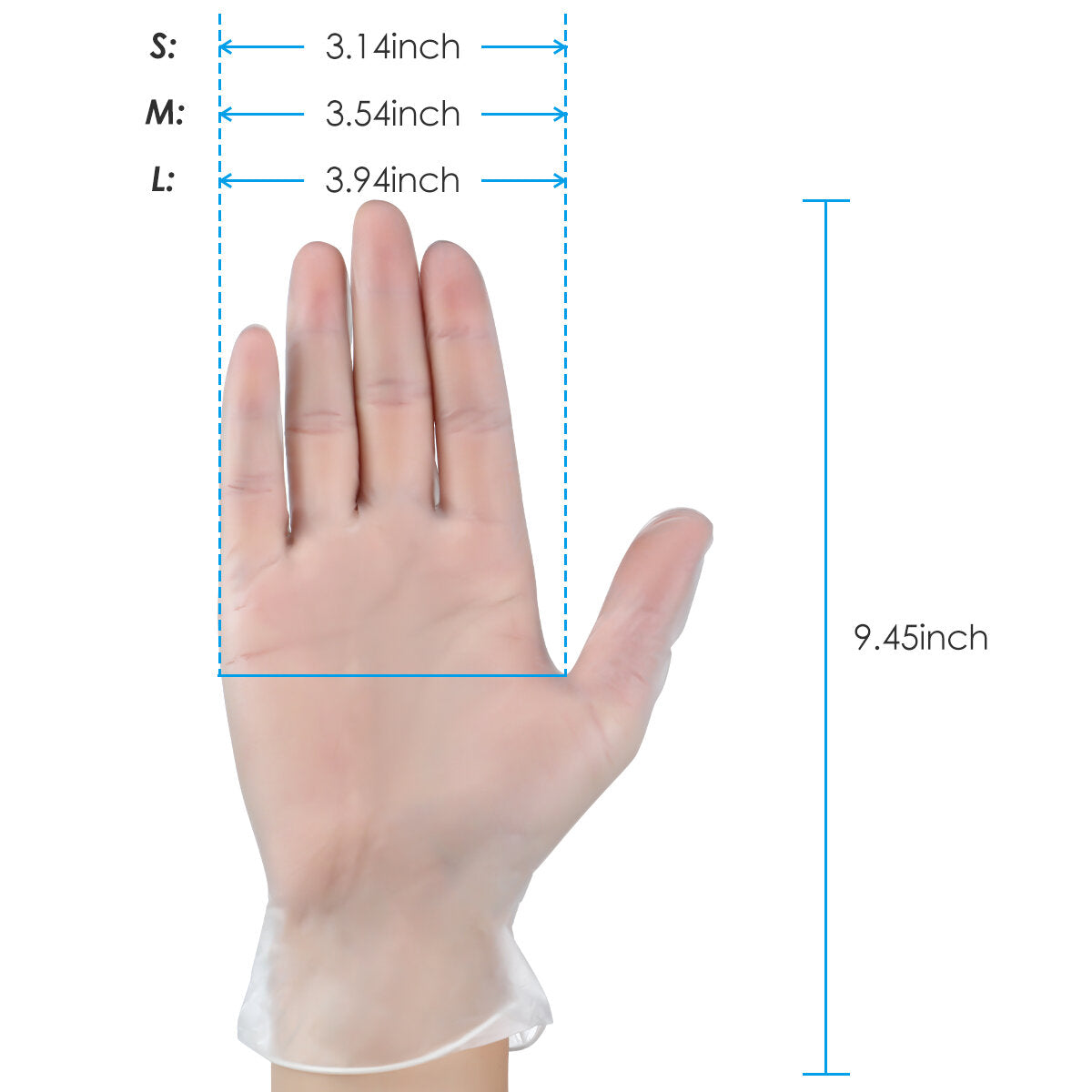 100 Pcs Disposable Latex Free Rubber Gloves Powder For