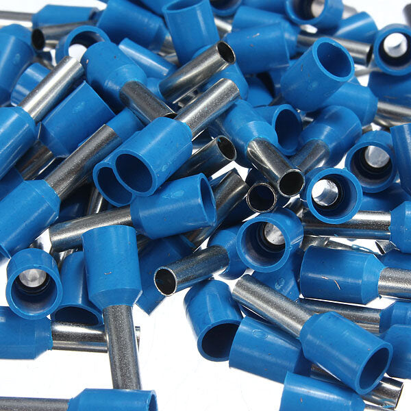 100pcs Awg 14 Blue Wire Copper Crimp Insulated Cord Pin End