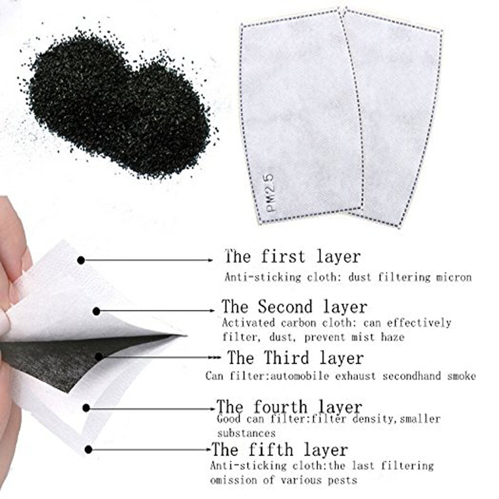 10pcs Pm2.5 Filter Mask Pad Anti Haze Mouth Dust Health Care