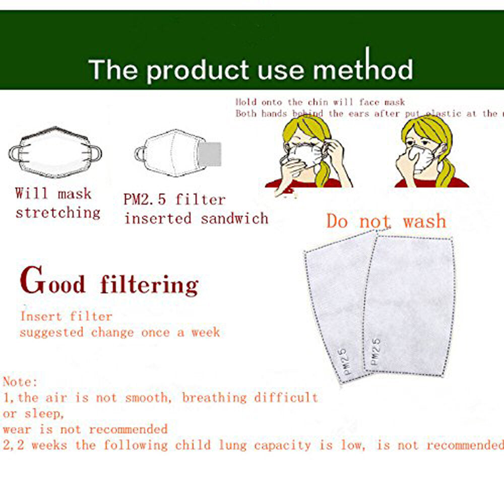 10pcs Pm2.5 Filter Mask Pad Anti Haze Mouth Dust Health Care