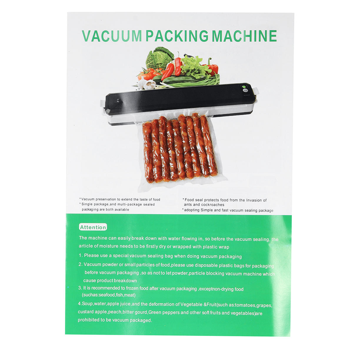110v Vacuum Packing Machine Sealer Food Saver Meal Fresh