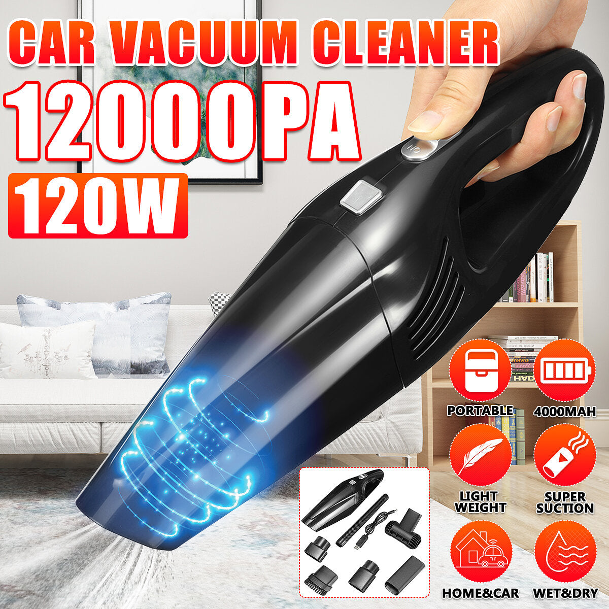 120w Wireless/wired Handheld Portable Handy Car Home Vacuum