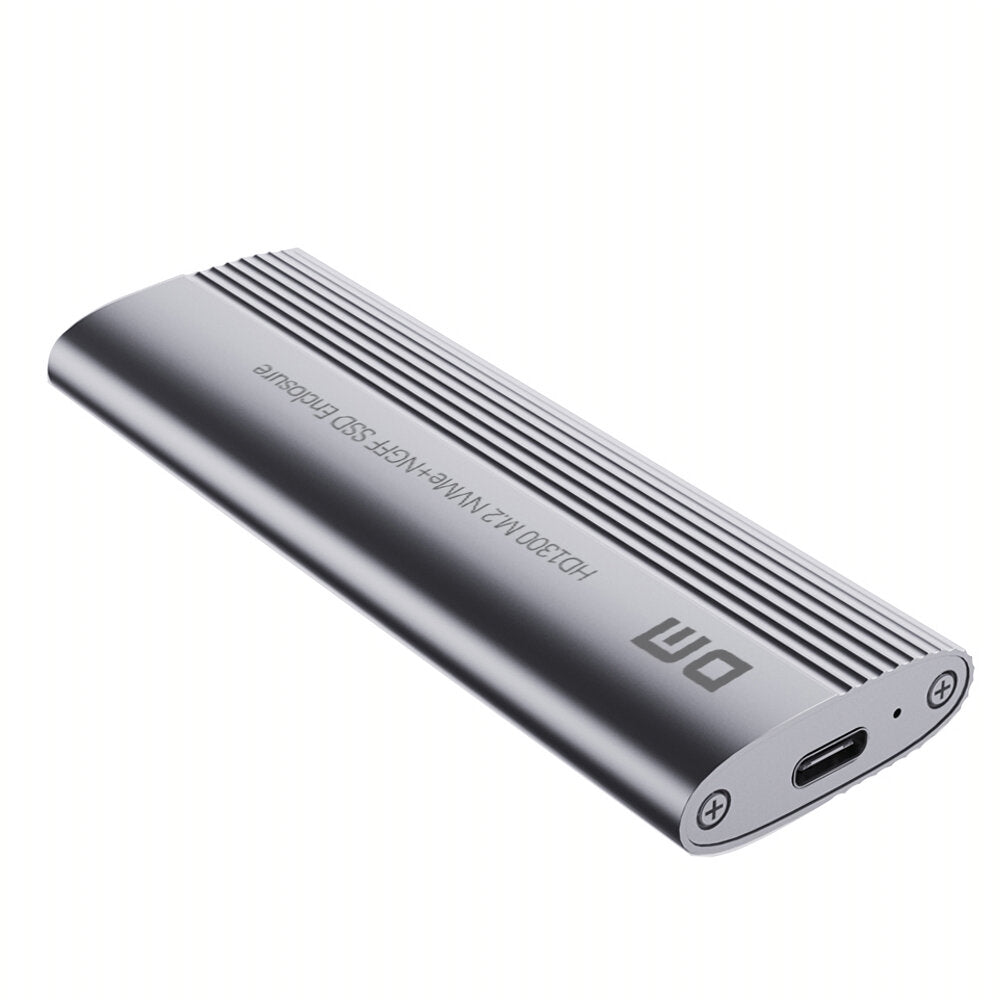 DM Dual Protocol M.2 NVME NGFF SSD Enclosure Case 10Gbps USB3.2 & Type-C Solid State Hard Disk Box HD1300