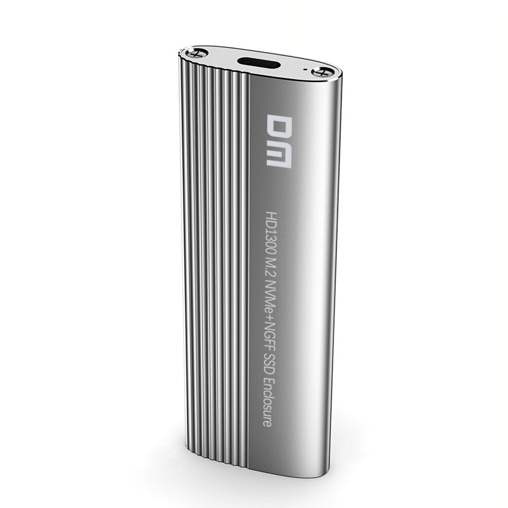 DM Dual Protocol M.2 NVME NGFF SSD Enclosure Case 10Gbps USB3.2 & Type-C Solid State Hard Disk Box HD1300
