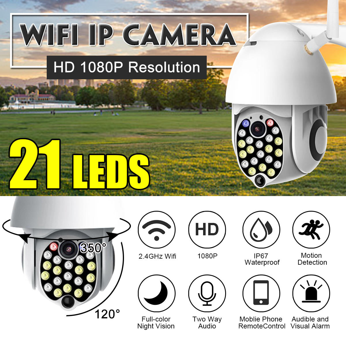 21 Globe Machine Ip Camera Metal Double Shell 1080p 2mp