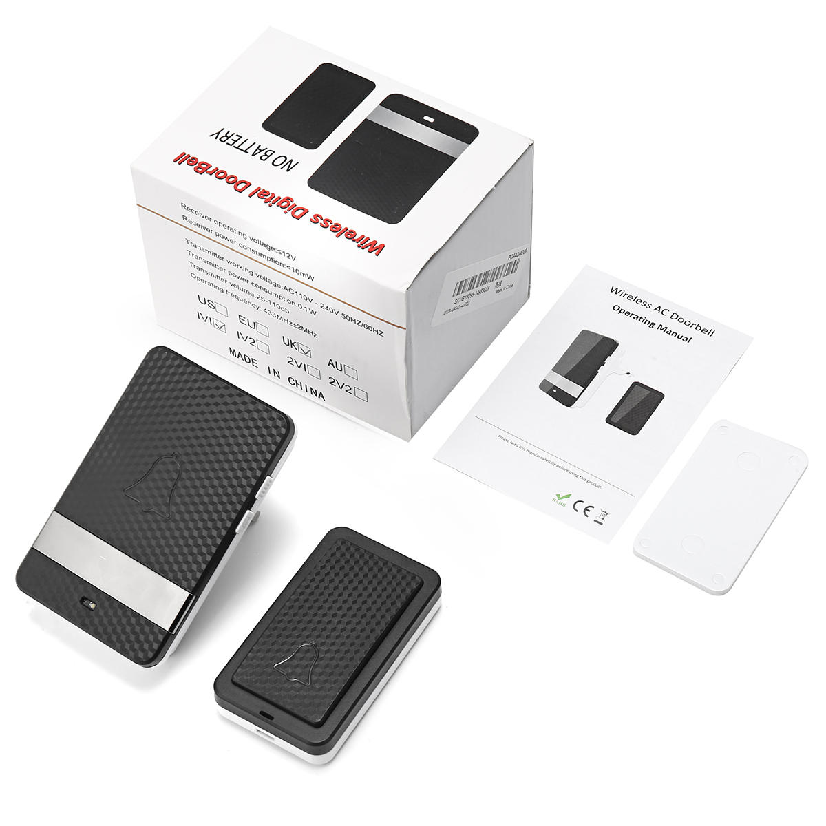 28 Chimes Wireless Doorbell Ip68 Waterproof Remote Control
