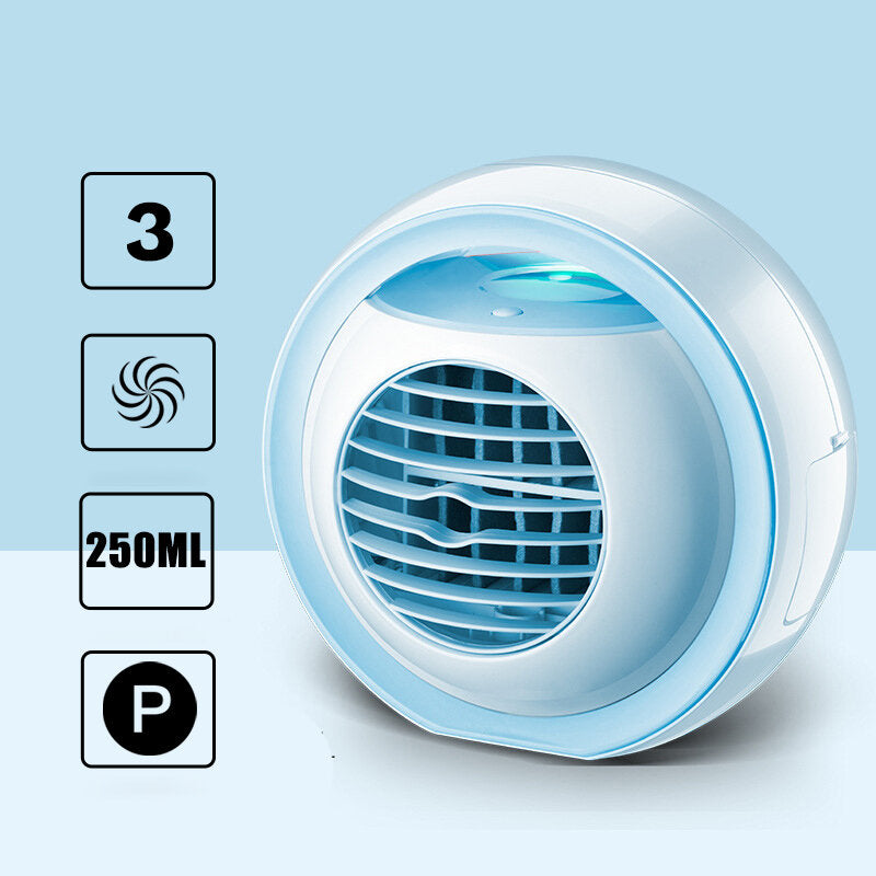3 Gear Led Mini Air Conditioner Fan Rechargeable Cooling