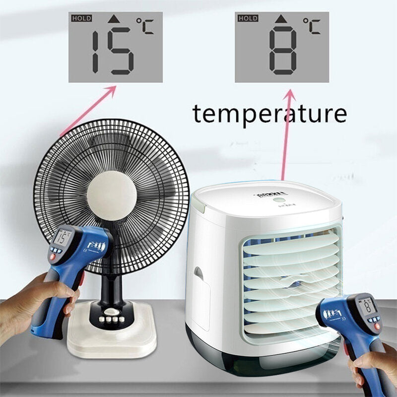 3 Gear Led Mini Air Conditioner Fan Rechargeable Cooling