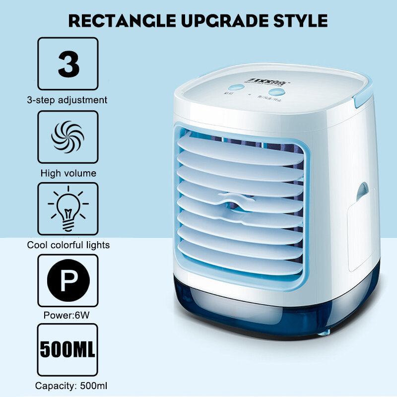 3 Gear Led Mini Air Conditioner Fan Rechargeable Cooling