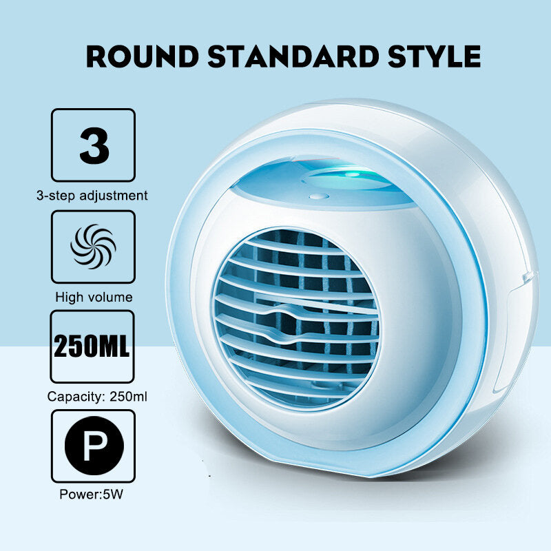 3 Gear Led Mini Air Conditioner Fan Rechargeable Cooling