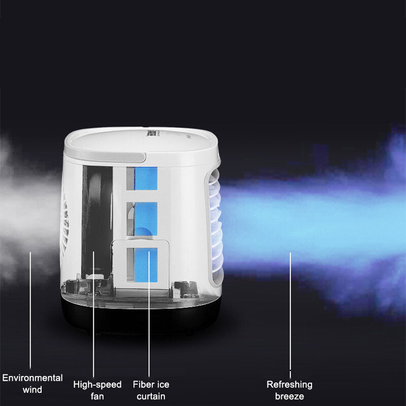 3 Gear Led Mini Air Conditioner Fan Rechargeable Cooling