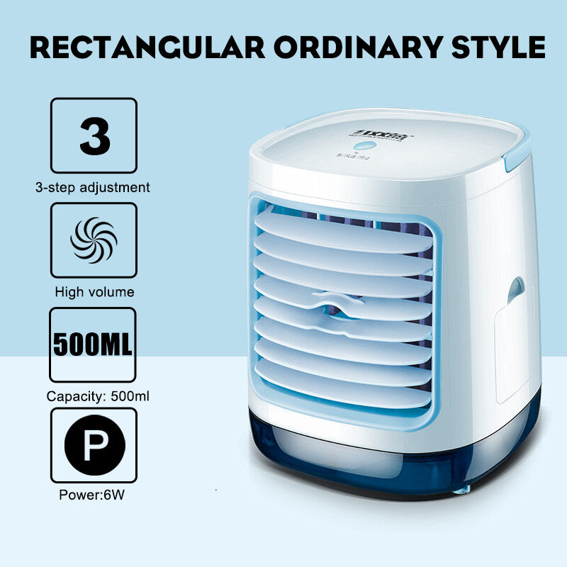3 Gear Led Mini Air Conditioner Fan Rechargeable Cooling