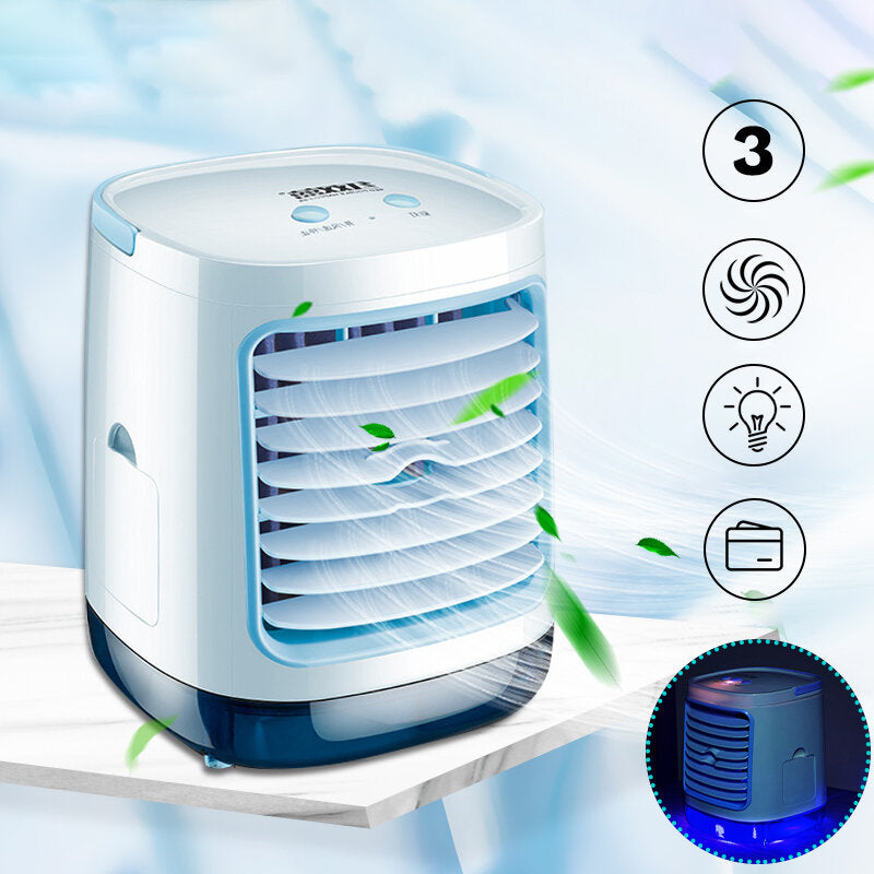 3 Gear Led Mini Air Conditioner Fan Rechargeable Cooling