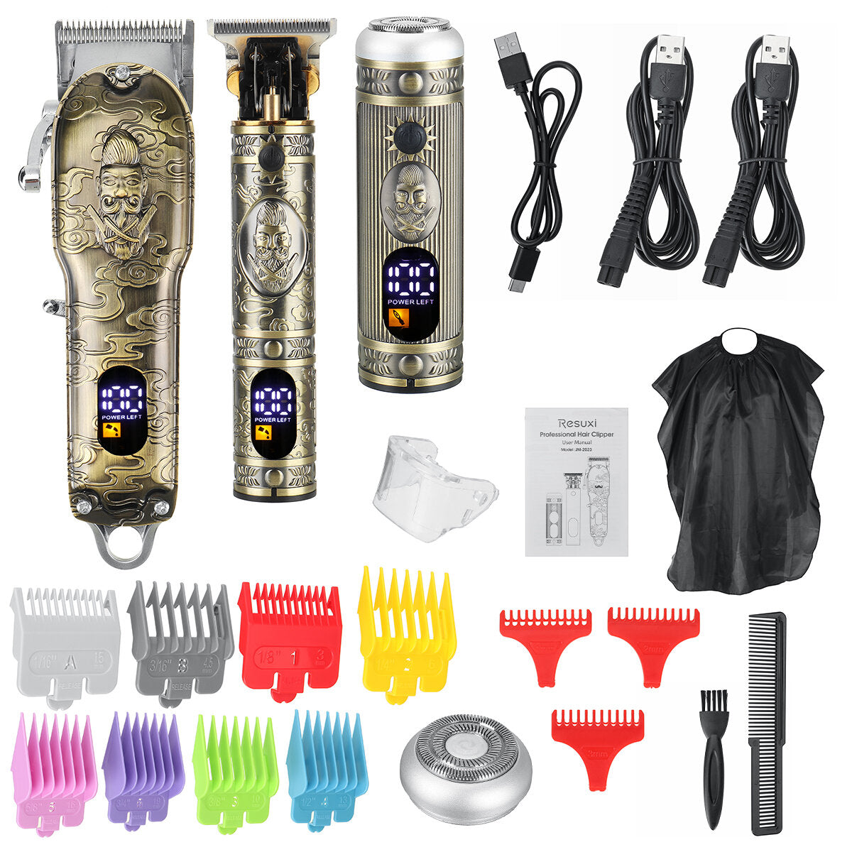 3-in-1 Embossed Retro Hair Clipper Lcd Liquid Crystal