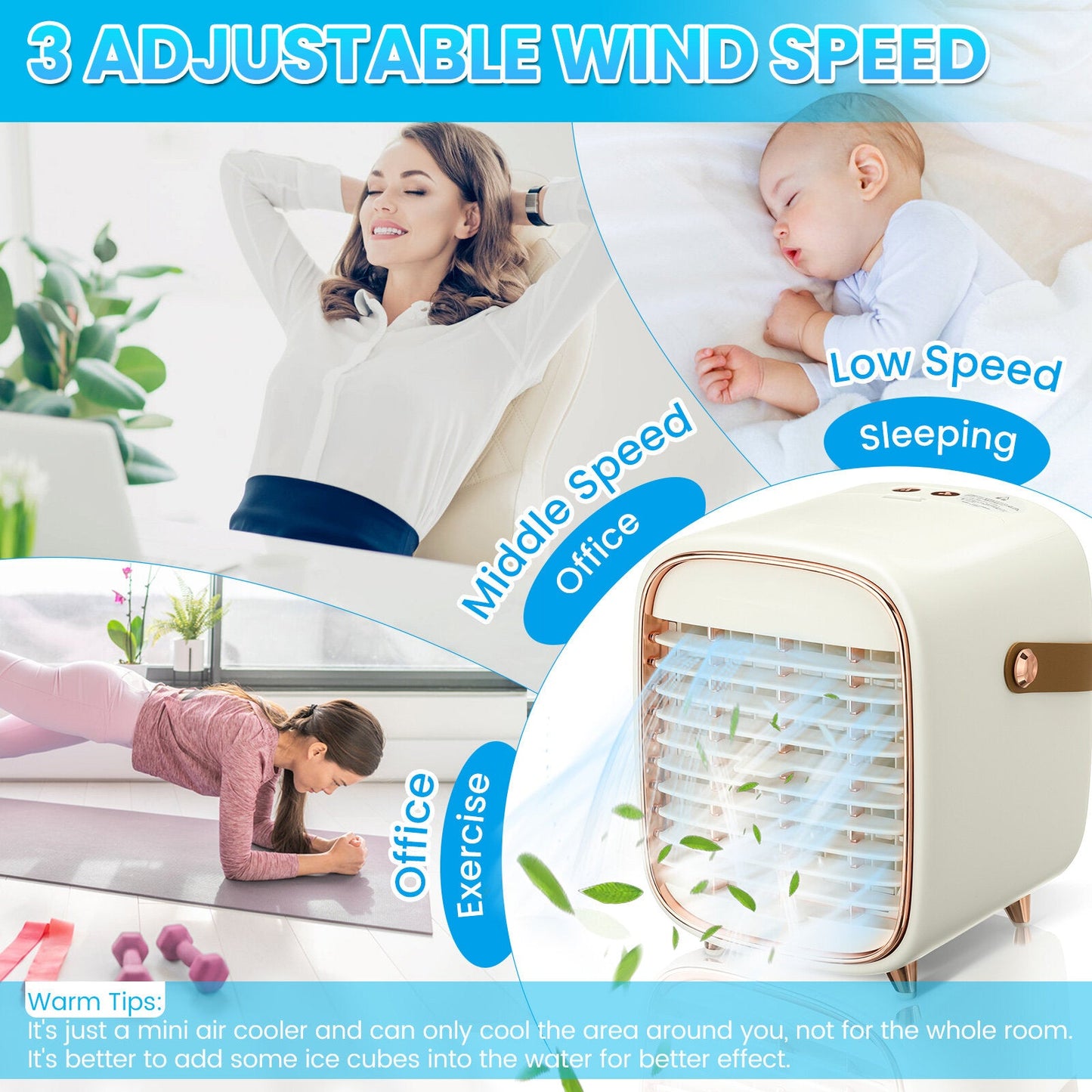 3-in-1 Mini Air Cooler Usb Portable Air-conditioning