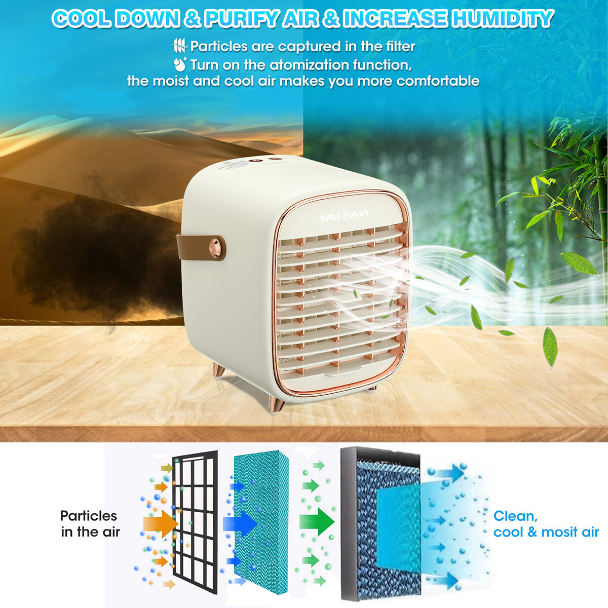 3-in-1 Mini Air Cooler Usb Portable Air-conditioning