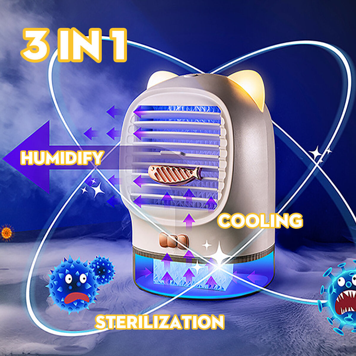 3 In 1 Mini Usb Sterilizing Humidifying Air Cooler Lucky Cat