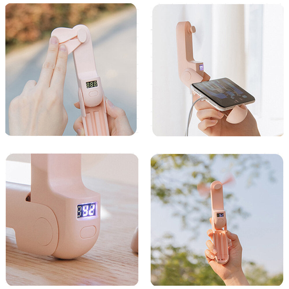 3-in-1 Usb Mini Foldable Fan With Built-in Power Bank Phone