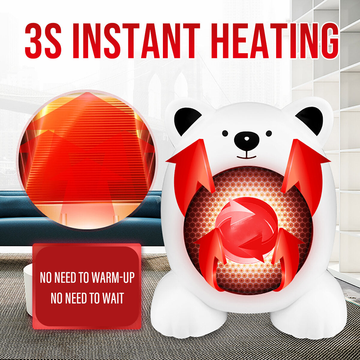 400w Mini Portable Desktop Cartoon Heater Fan Radiator Hot