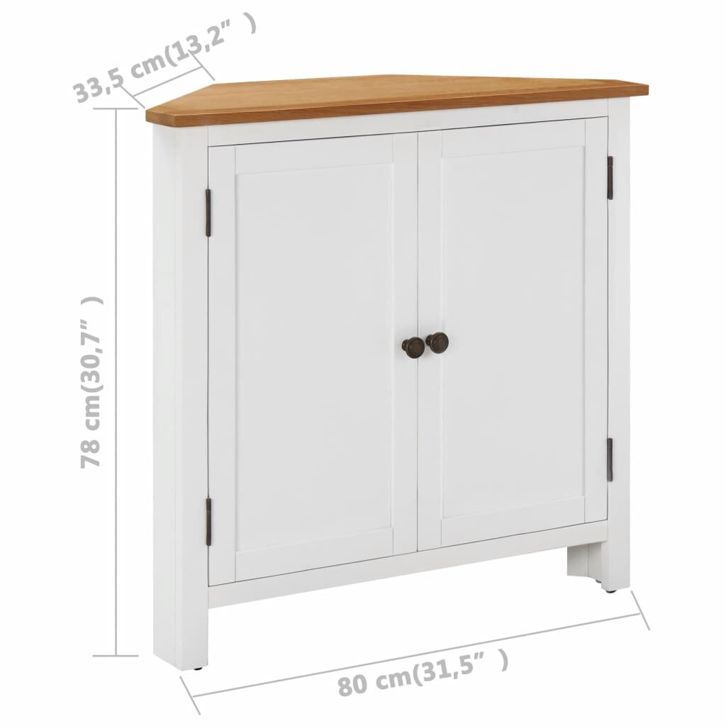 Corner Cabinet 31.5"x13.2"x30.7" Solid Oak Wood