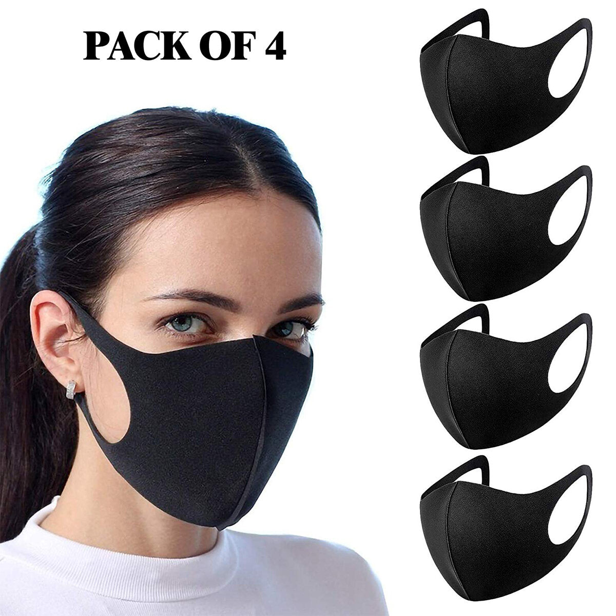 4pcs Fashion Protective Face Mask Anti Dust Washable