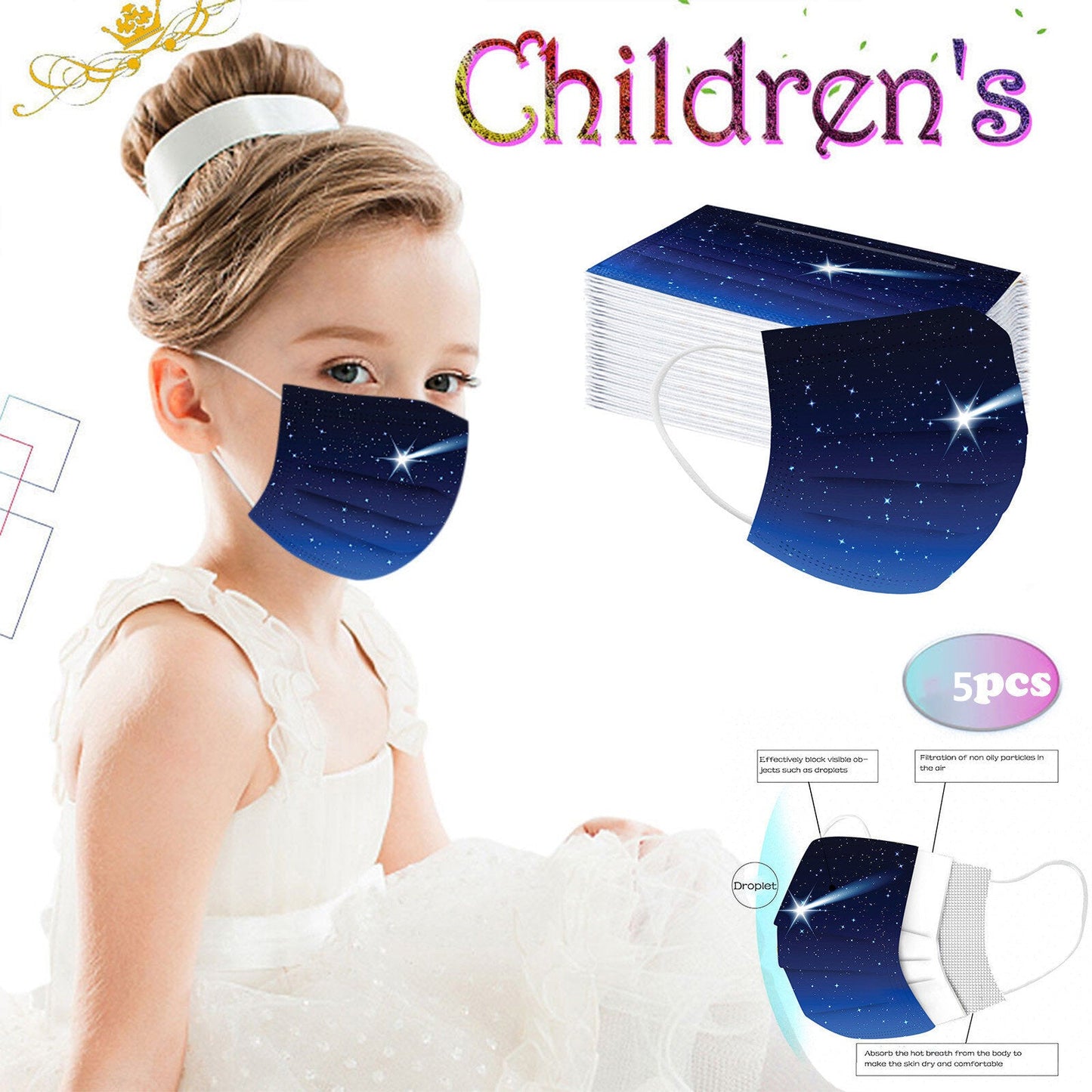 5pcs Children Kid Face Mask Anti-dust Filter Washable For