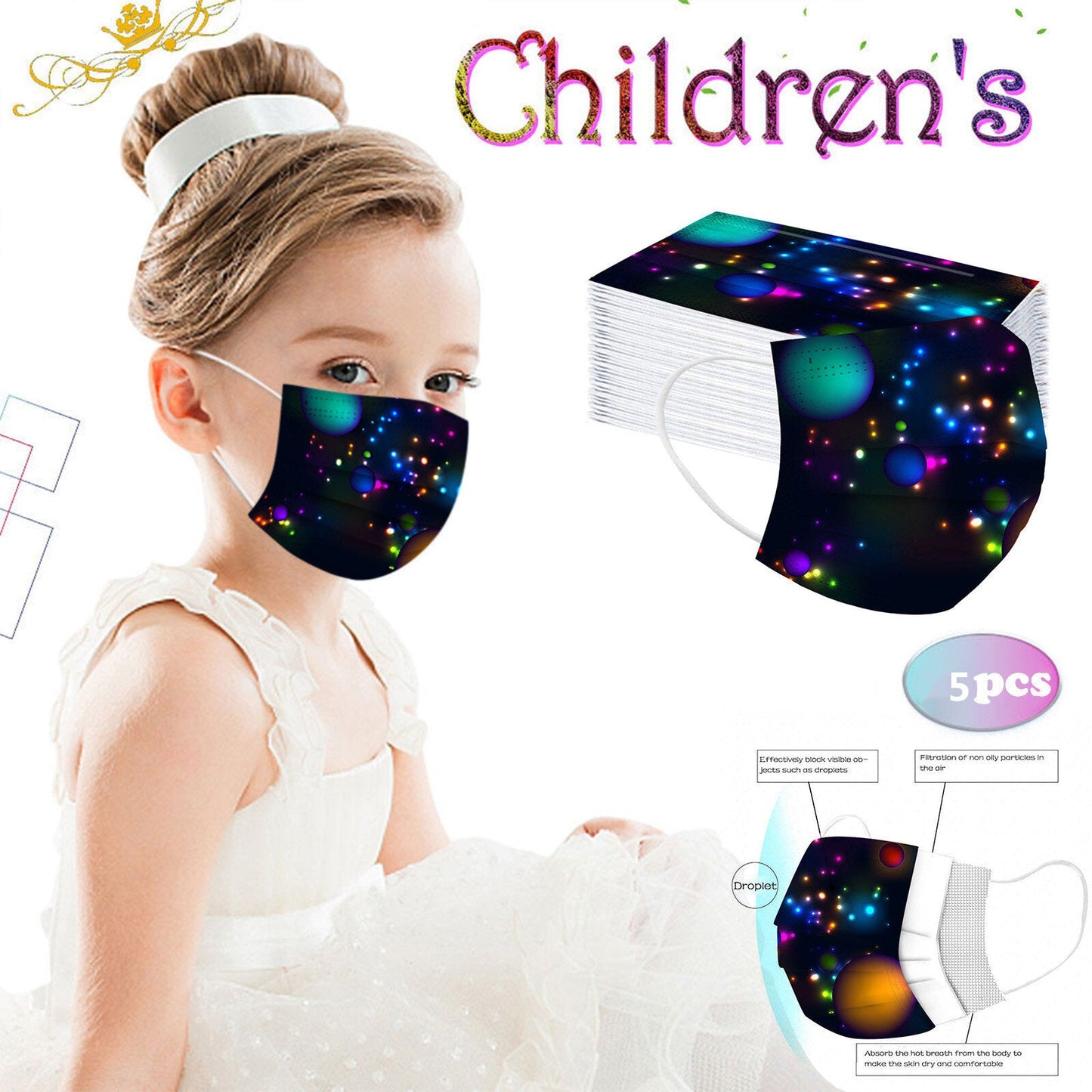 5pcs Children Kid Face Mask Anti-dust Filter Washable For