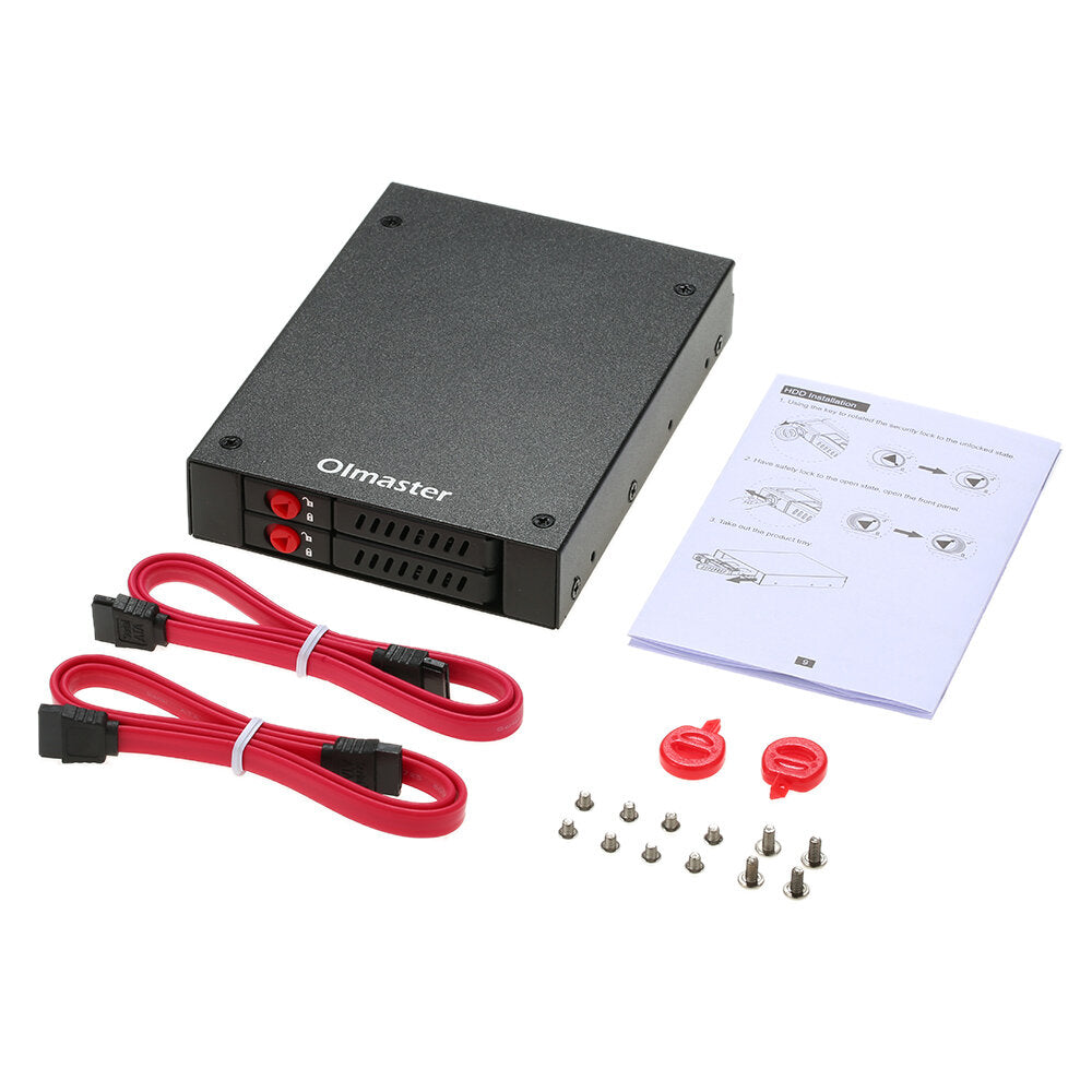 OImaster Hard Drive Enclosure 2.5'' SATA HDD SSD Dock 2 Drive Bays Mobile Rack with Key Lock Support Hot Swap