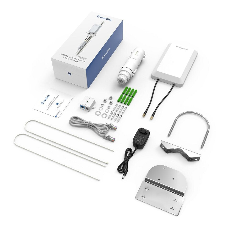 Wavlink Wireless 2.4GHz 300Mbps Wifi Long Range Outdoor AP/Repeater CPE Kit POE High Gain Antenna WiFi Extender 1.5KM 1/2 Pcs