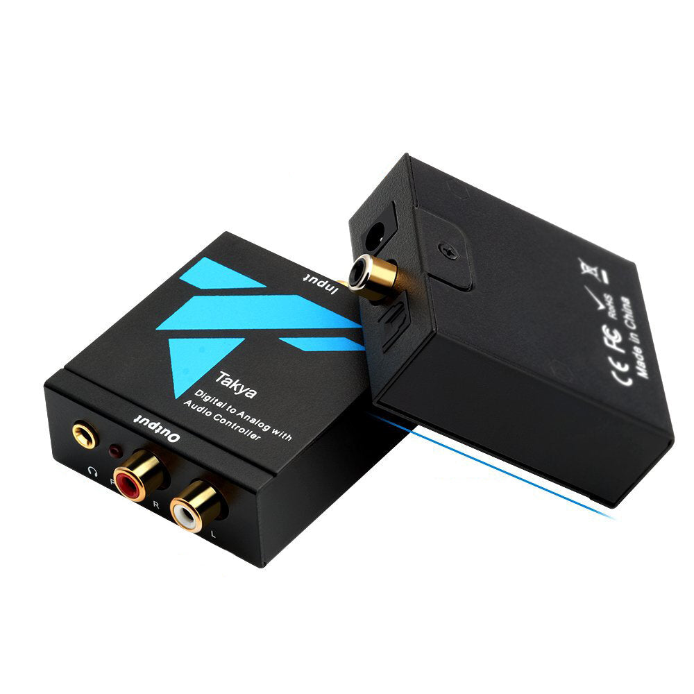 Optical to RCA Digital to Analog Converter Adapter for Digital HDTVs Apple Google Adjustable Audio Volume Stereo 3.5mm Jack