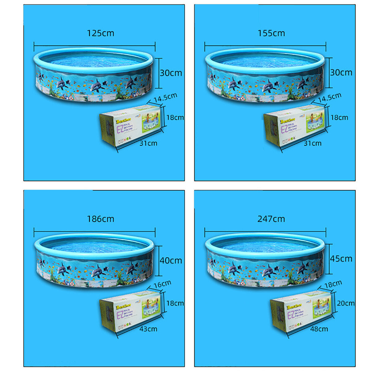 125/155/186/247cm Retractable inflatable Swimming Pool Large Family Summer Outdoor Play Party Supplies For Kids Adult