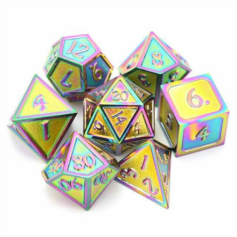 7pcs/set Alloy Metal Dice Set Playing Games Poker Card