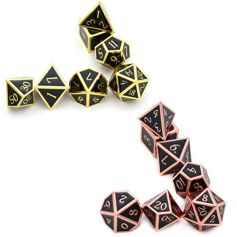 7pcs/set Alloy Metal Dice Set Playing Games Poker Card