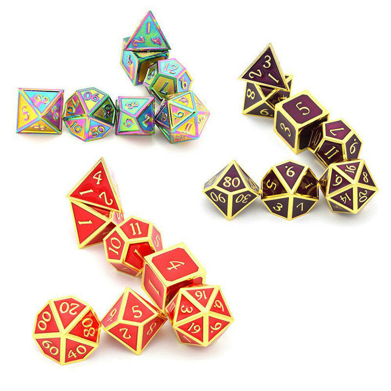 7pcs/set Alloy Metal Dice Set Playing Games Poker Card