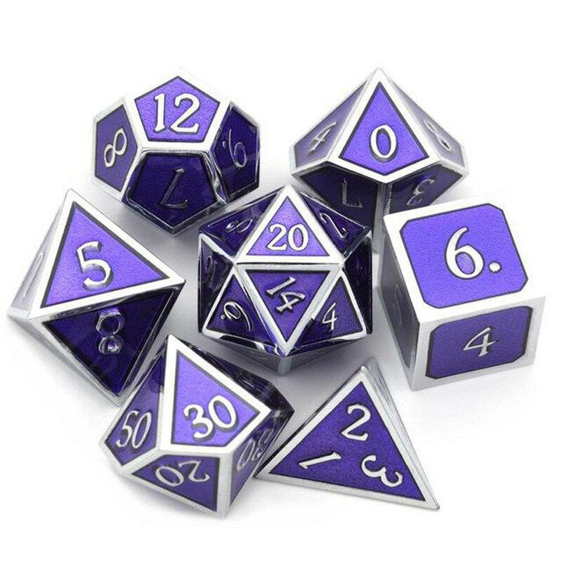 7pcs/set Alloy Metal Dice Set Playing Games Poker Card
