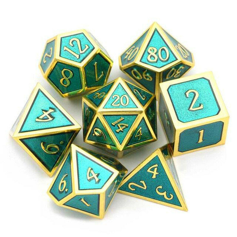7pcs/set Alloy Metal Dice Set Playing Games Poker Card