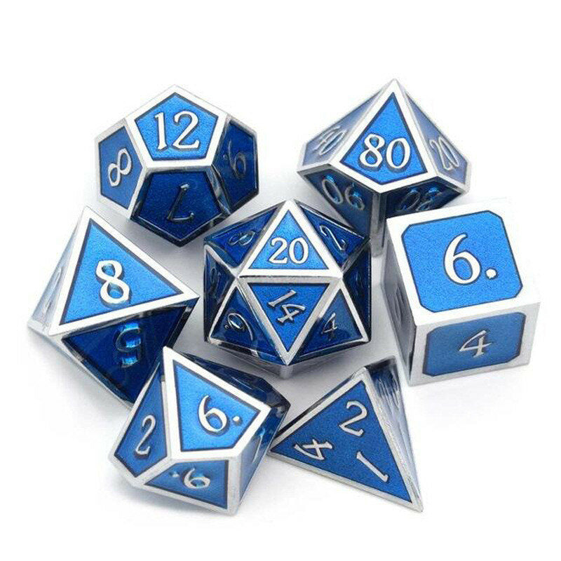7pcs/set Alloy Metal Dice Set Playing Games Poker Card