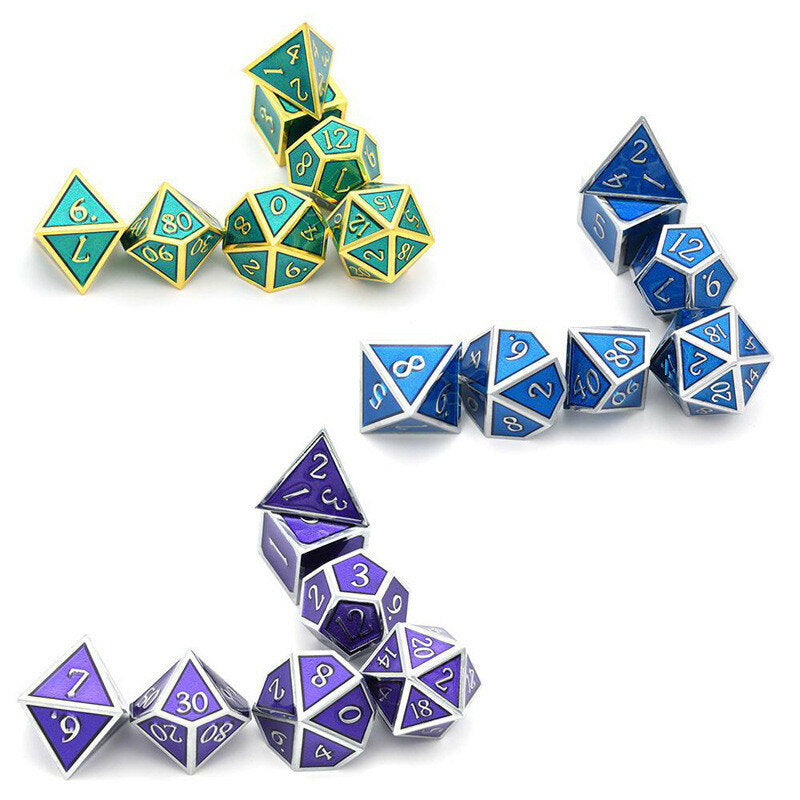 7pcs/set Alloy Metal Dice Set Playing Games Poker Card