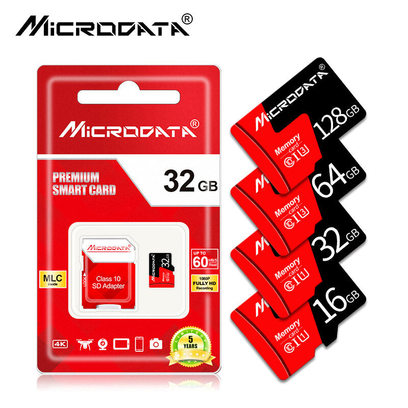 MicroData Class 10 High Speed Max 80Mb/s TF Memory Card 8GB 16GB 32GB 64GB 128GB With Card Adapter For Mobile Phone Tablet GPS Camera
