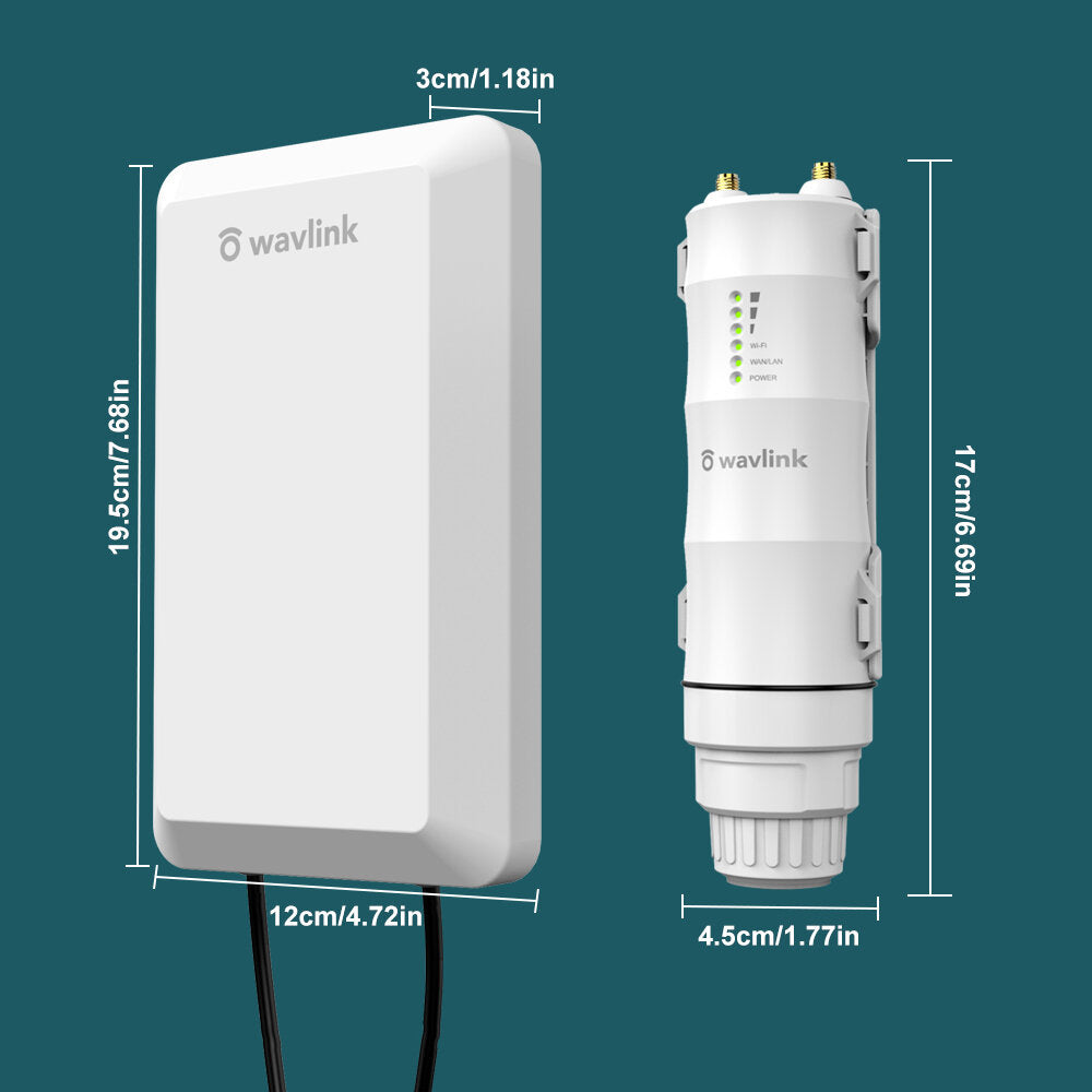Wavlink Wireless 2.4GHz 300Mbps Wifi Long Range Outdoor AP/Repeater CPE Kit POE High Gain Antenna WiFi Extender 1.5KM 1/2 Pcs
