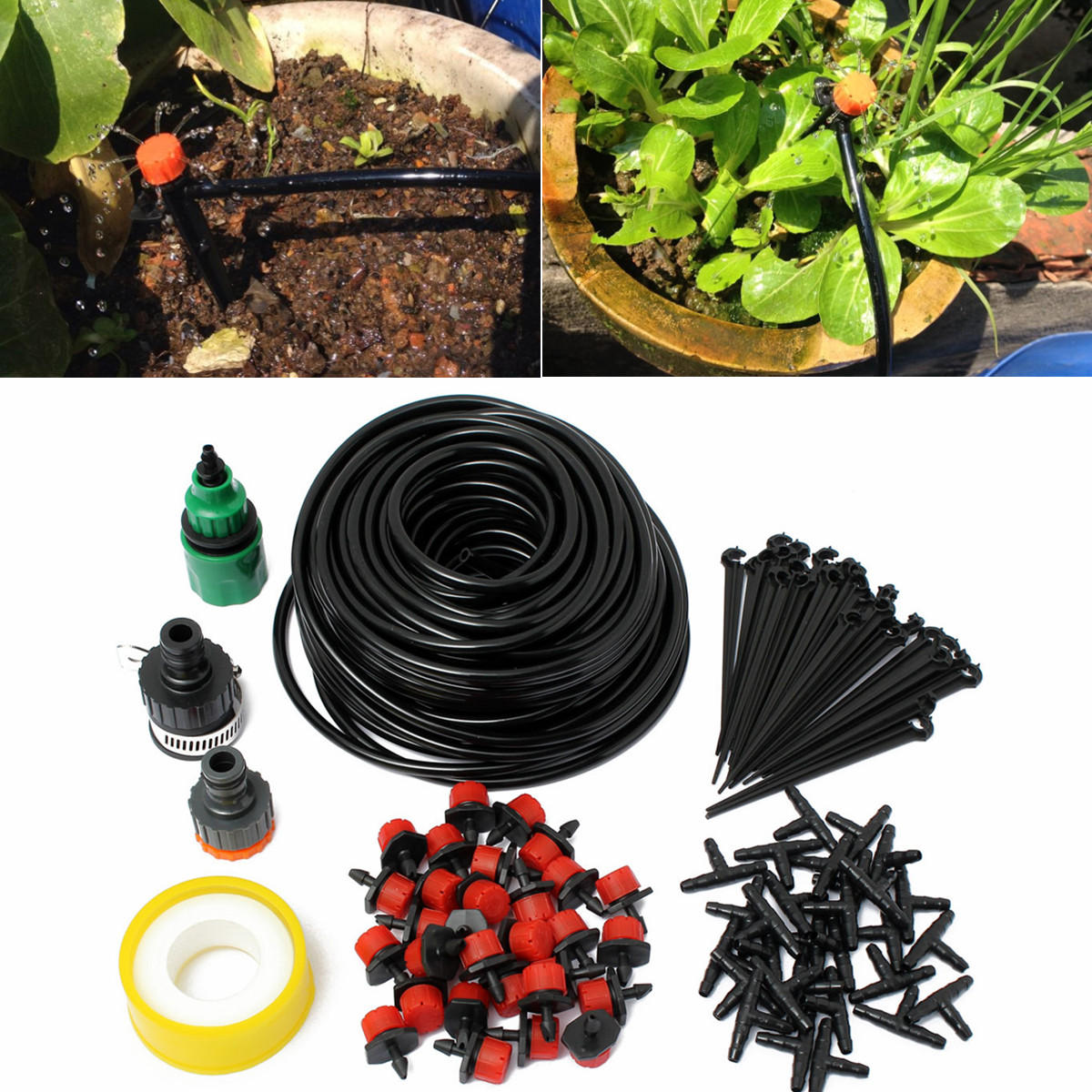 95pcs 82ft Micro Drip Irrigation System Plant Self Watering