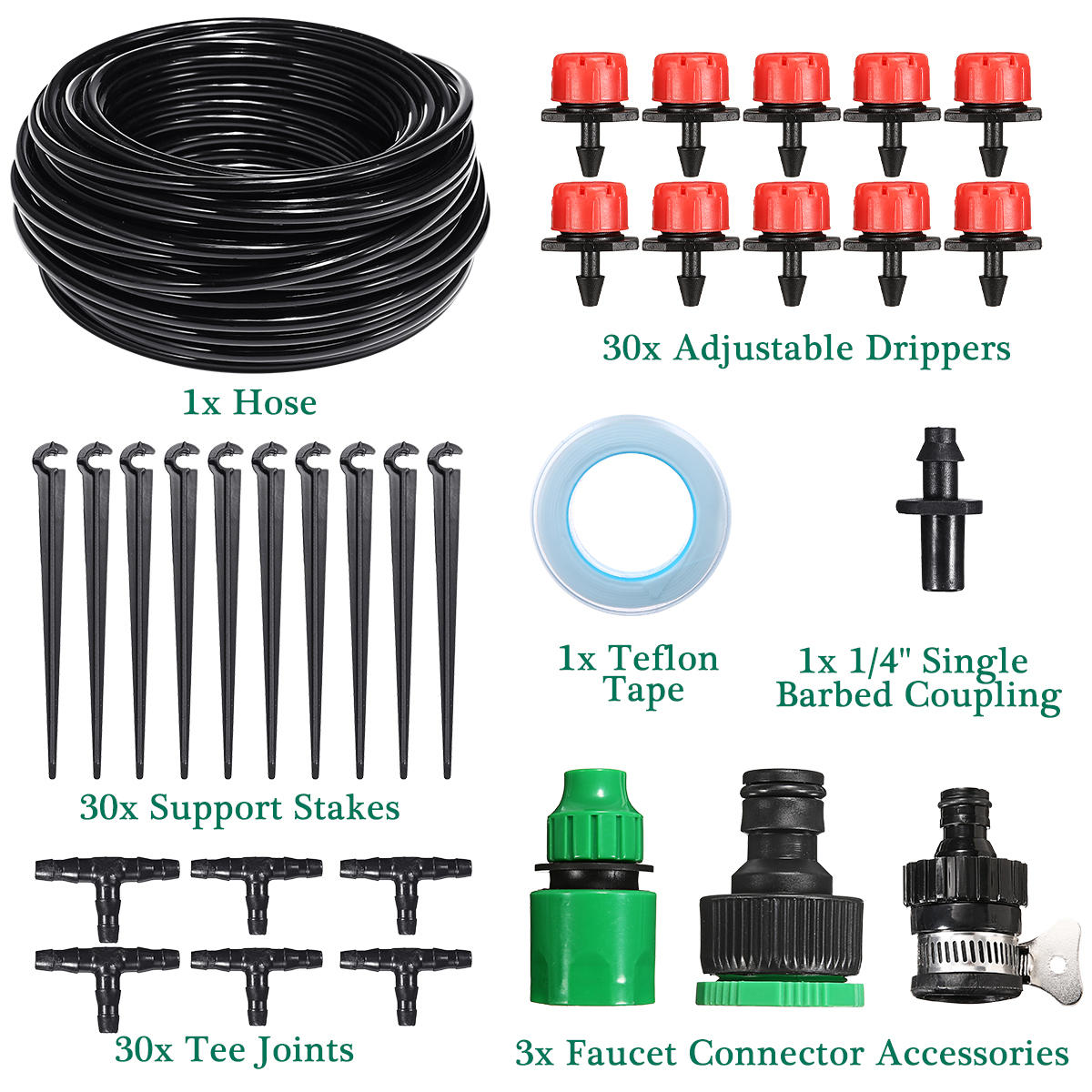 95pcs 82ft Micro Drip Irrigation System Plant Self Watering