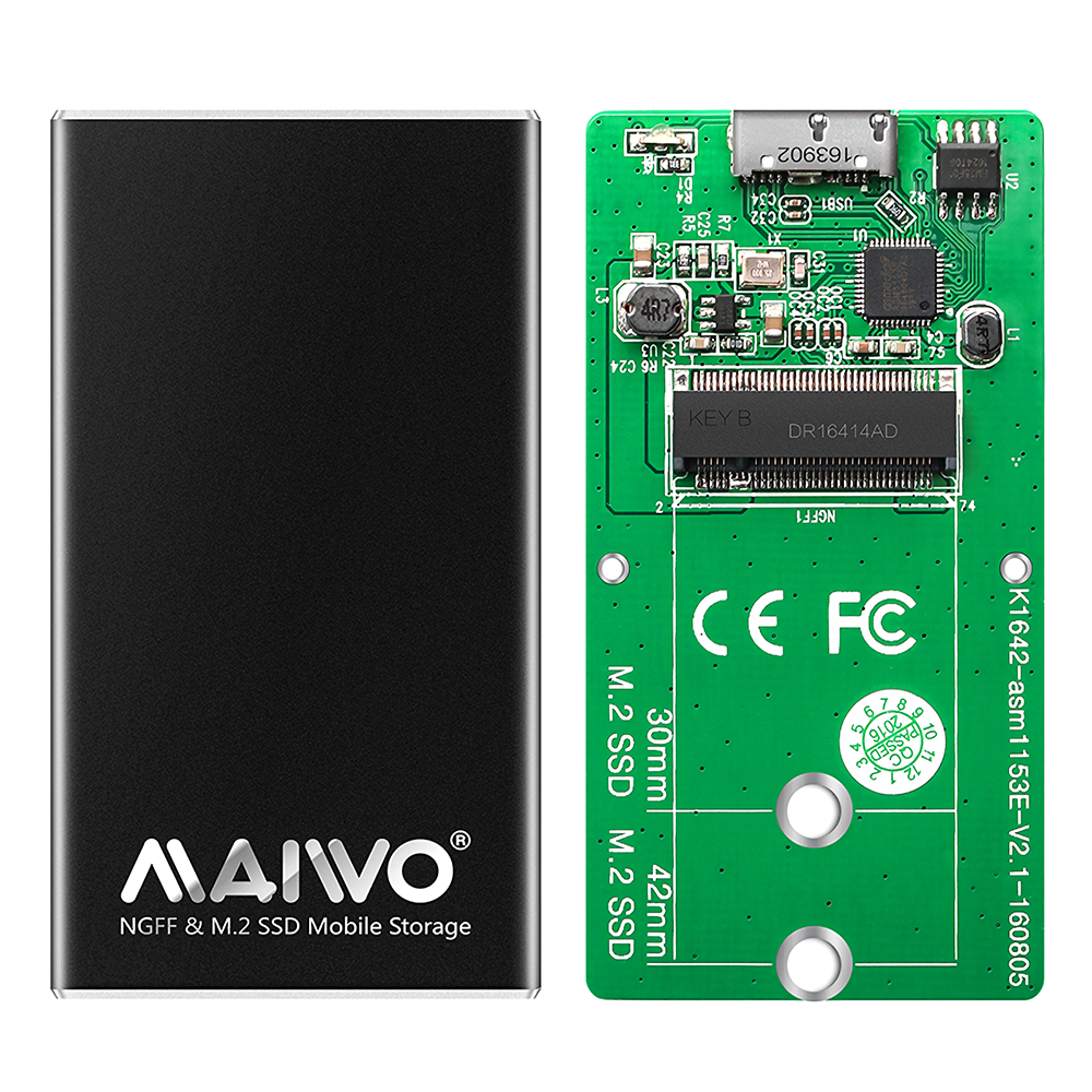 MAIWO K1942N M.2 NGFF to Type-C SSD Hard Drive Enclosure Aluminum Alloy SSD Case for 2230 2240 Solid State Drive