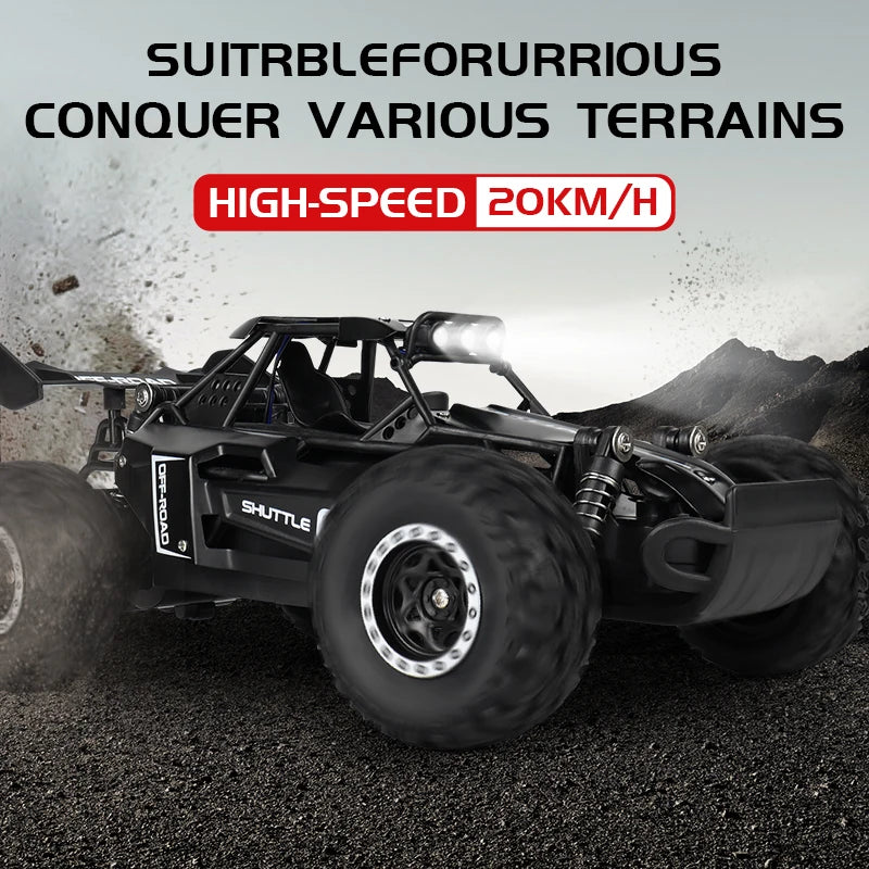 2WD Rc Car Alloy High Speed Car 5Channel 1:16 20km/h 2.4GHz Remote Control Drift Off-Road Vehicle Led Light Truck Toys Gifts