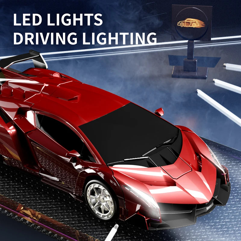 Gesture Sensing Transforming Car 2.4G Remote Control Vehicle with Music & Lights, Kids’ Gift Robot Remote Toy