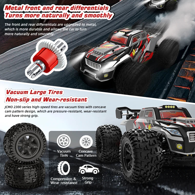 1:16 70KM/H Or 50KM/H 4WD RC Car With LED Remote Control Cars High Speed Drift Monster 4x4 Truck for Kids Toy 2300PRO 2300MAX